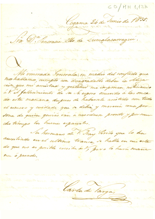 Carta de Carlos de Vargas