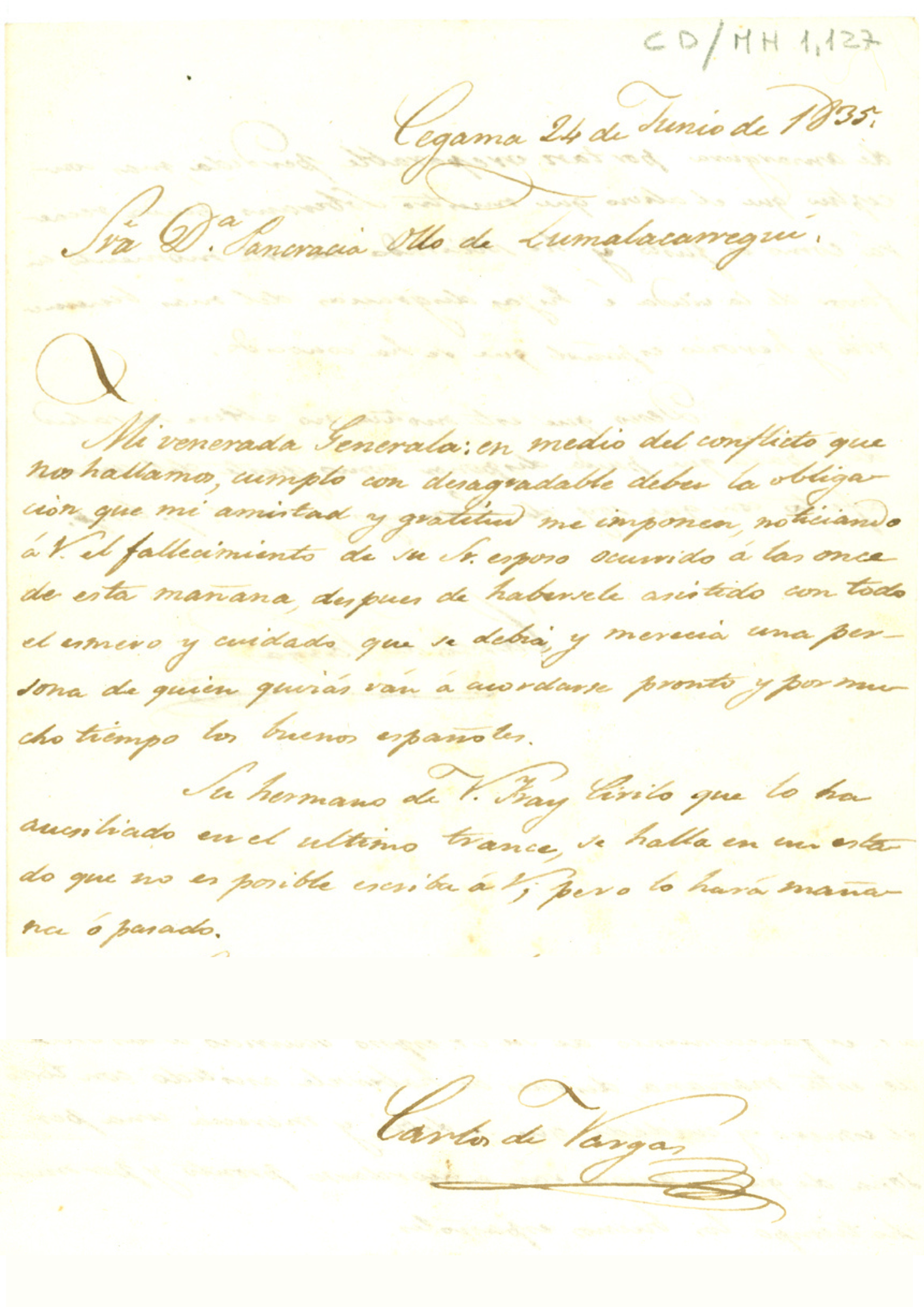 Carta de Carlos de Vargas