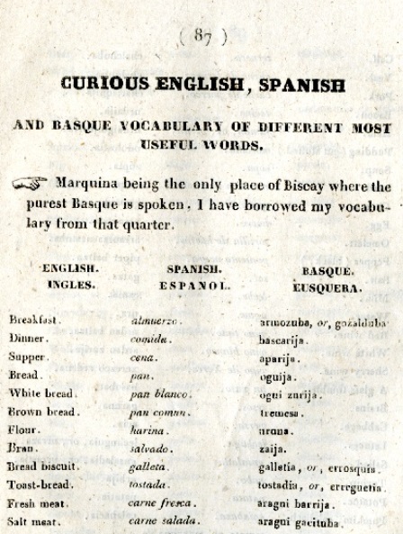 Curious english, spanish, basque